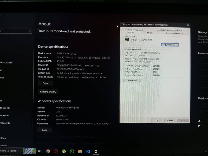 PC with 21 inch Monitor [i5 4th, 16gb ram, 128gb ssd, 450psu] 1