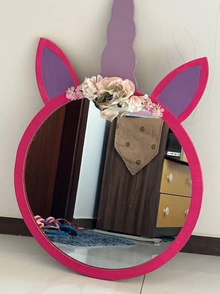 Unicorn mirror for girls room. mirror with beautiful frame. 0