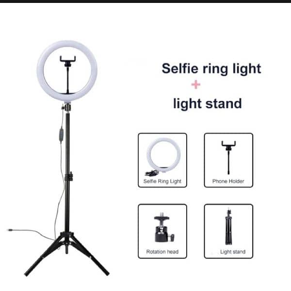 26 cm ringlight with mobile holder 7 feet tripod and four light colors 2