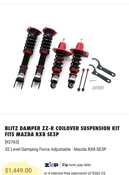 Blitz Damper ZZ-r Coilovers RX8 3
