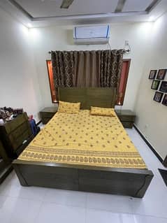King size bed with side table and dressing table (molty foam mattress)