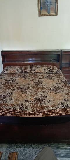 Double Bed With Side tables, Also with large Wood Cabinet