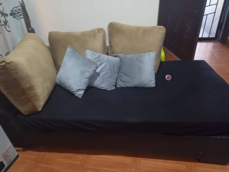 Velvet sofa L shaped 7 seater with black cover sheet 1