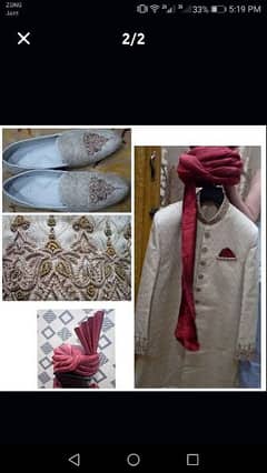groom shairwani complete set with shoes and qulla