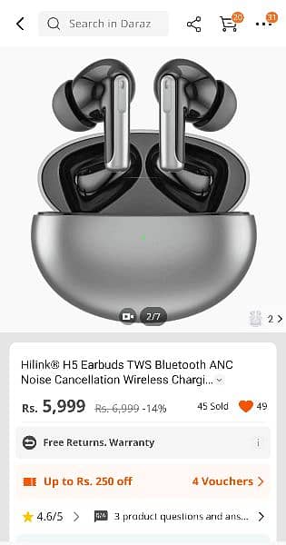 Hilink H5 WIRELESS CHARGING and Noise Cancelling Earbuds 1