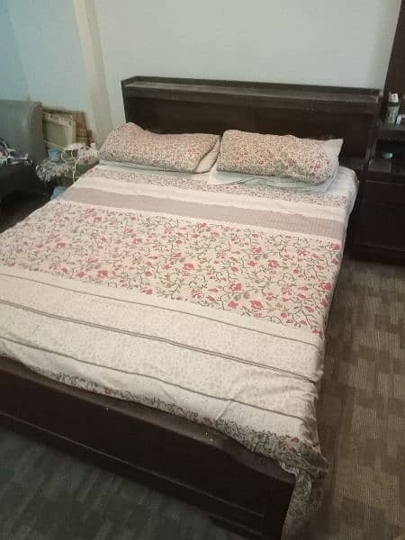 WOODEN 2 PERSON BED WITH MATTERESS 2