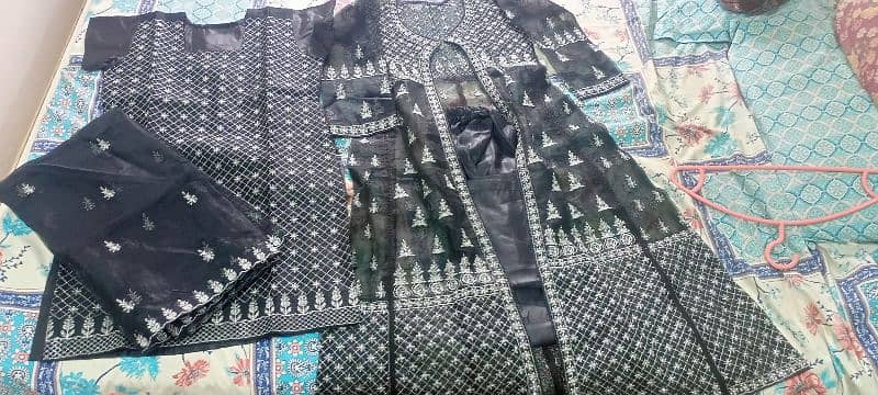4 PCs he full embroidery black color organza pr he 2