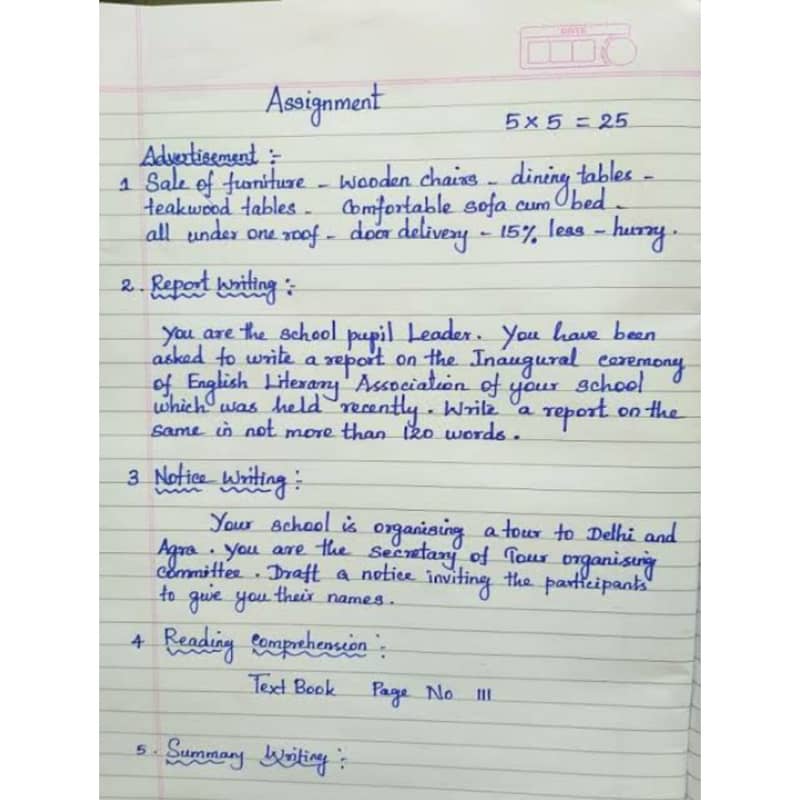 Hand writing assignment work 11