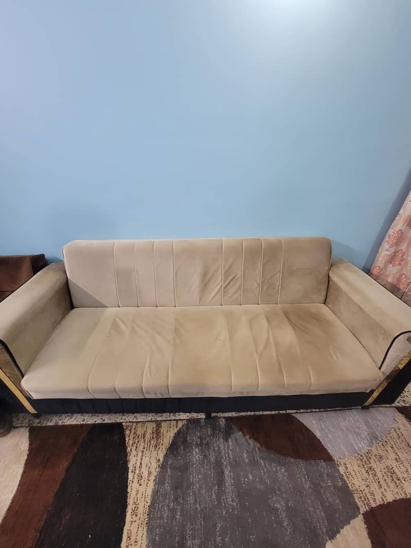 Sofa Come Bed 3 seater with 2 Stools 4