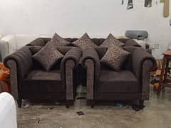 5 seater  Chester sofa . . . brown velvet and texture cushions