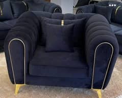 5 seater sofa . . . foam tuck style. . . . brass feets