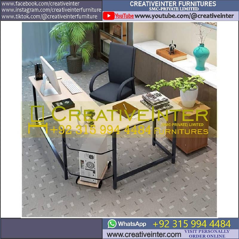 Study Workstation Computer Office Table Reception Desk Chair Laptop 5