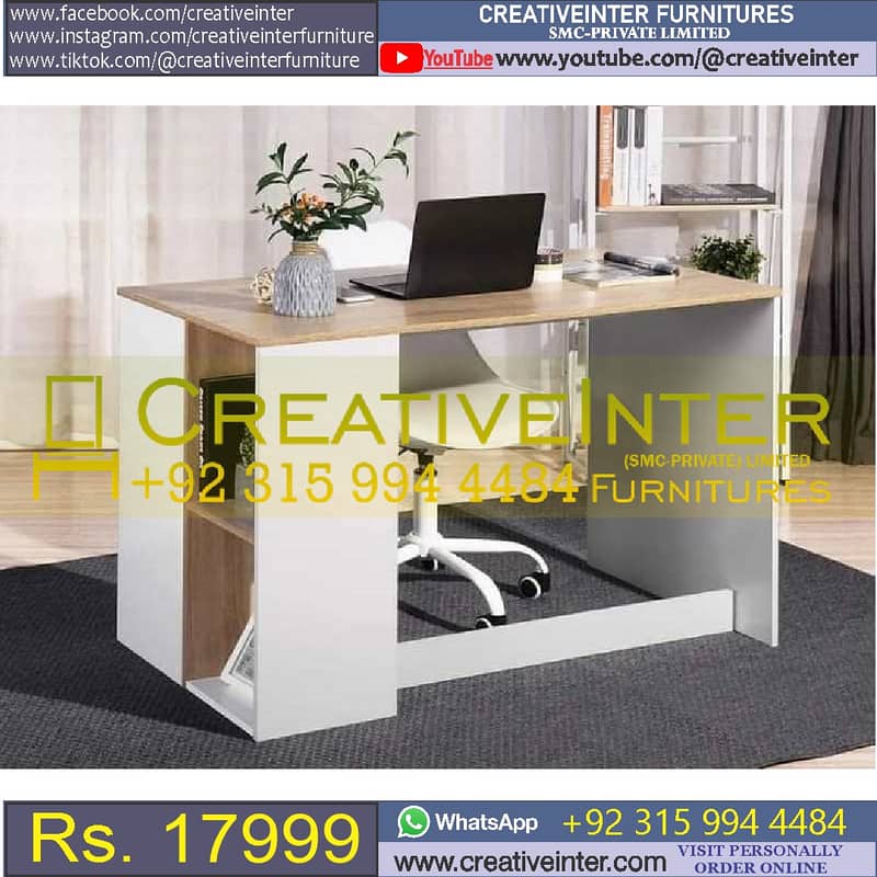 Study Workstation Computer Office Table Reception Desk Chair Laptop 10