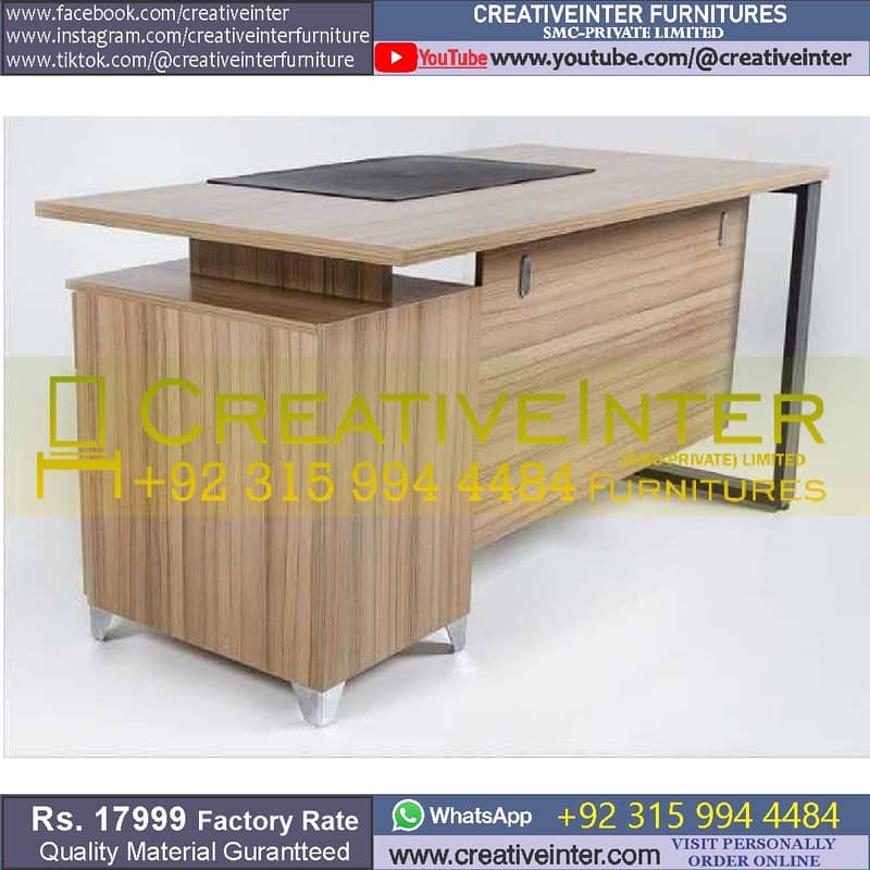 Study Workstation Computer Office Table Reception Desk Chair Laptop 8