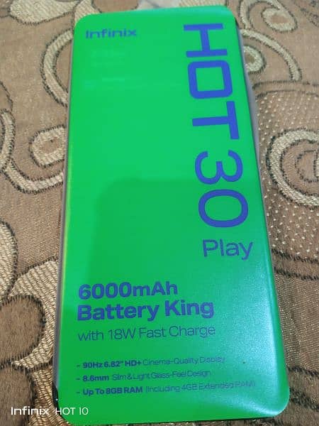 Infinix Hot 30 Play 8 64 with box charger 03478881537 7