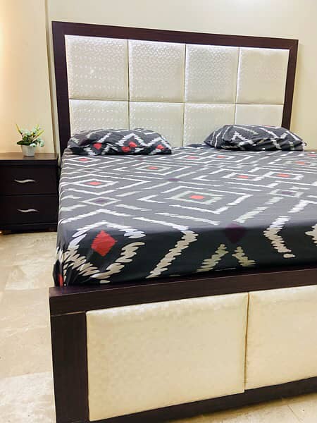 Double Bed king size white mix wood 100% new quality 6