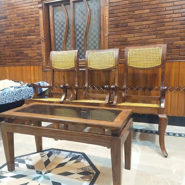 Pure Tari Wooden Chair 6 with glass table 1