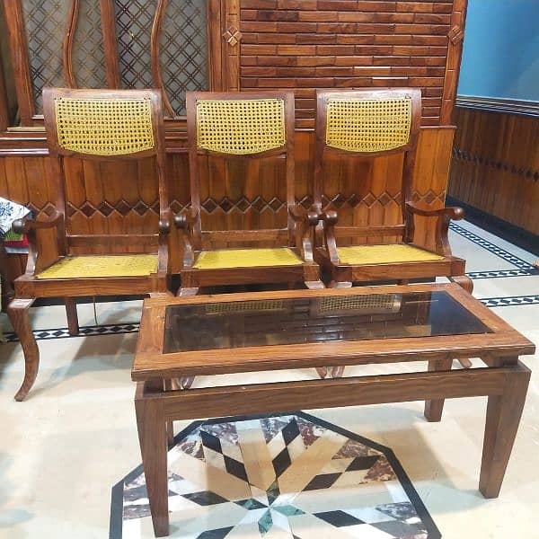 Pure Tari Wooden Chair 6 with glass table 2