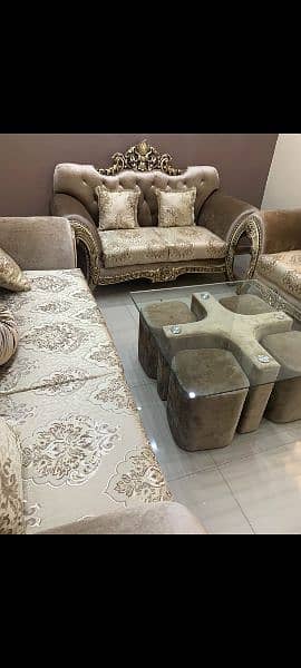 7 seater sofa set 4 stool with table 1