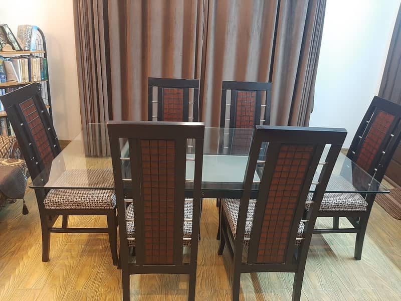 GLASS + WOODEN DINING TABLE (6 PERSON) 2