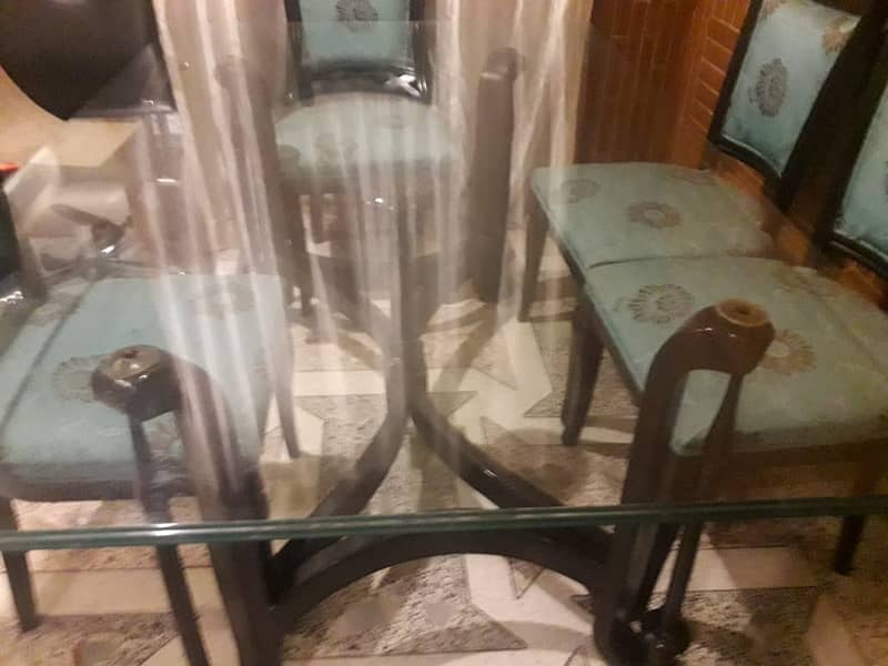 6 Seater  dinning table for sale with 13 mm Glass top 3