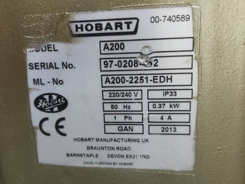 5 kg capacity dough machine HOBART USA 220 voltage original condition 5