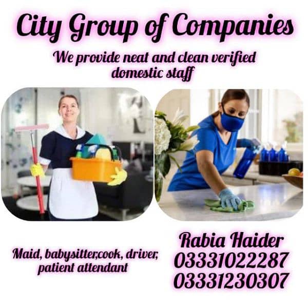 provide house maid, babysitter, patient attendant etc. . . 0