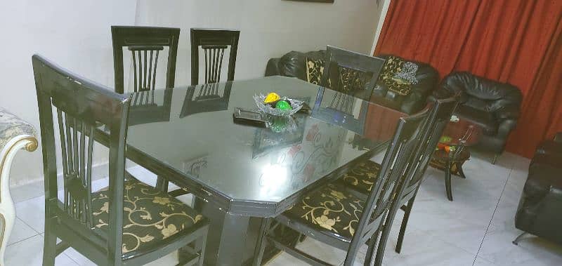 BLACK DICO PAINT DINING TABLE SET 6 SEATER 2