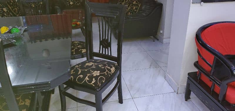 BLACK DICO PAINT DINING TABLE SET 6 SEATER 3