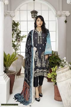 3 Pcs safwa womens lawn Embroidered unstitched suit