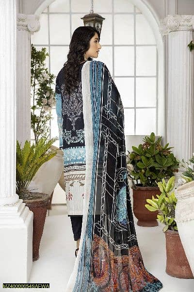 3 Pcs safwa womens lawn Embroidered unstitched suit 2