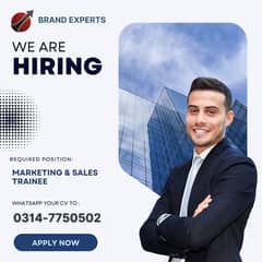 MARKETING AND SALES TRAINEE REQUIRED