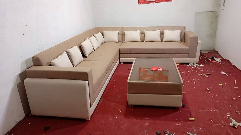 L shape sofa with puffy , stoole, and table 2