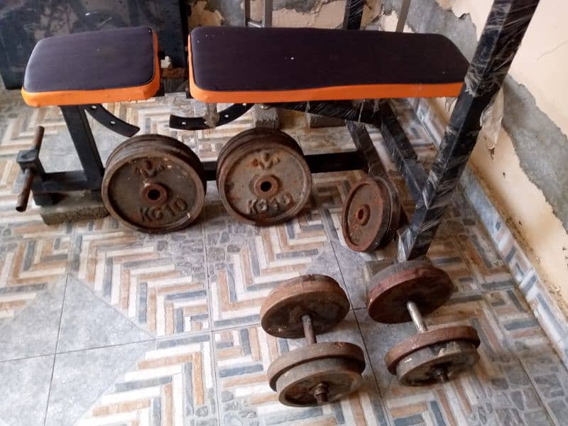 Bench press, Dumbbells, Weight Plates, Weight Rods 2