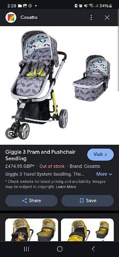 Pram/pushchair for babies-infants and todlers.