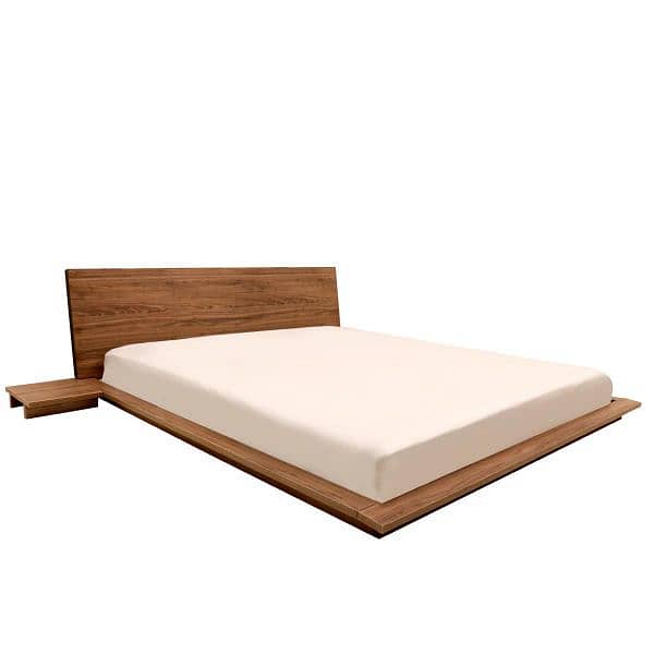 low height wooden king size bed 0
