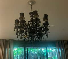 Chandelier crystal with four wall lamps