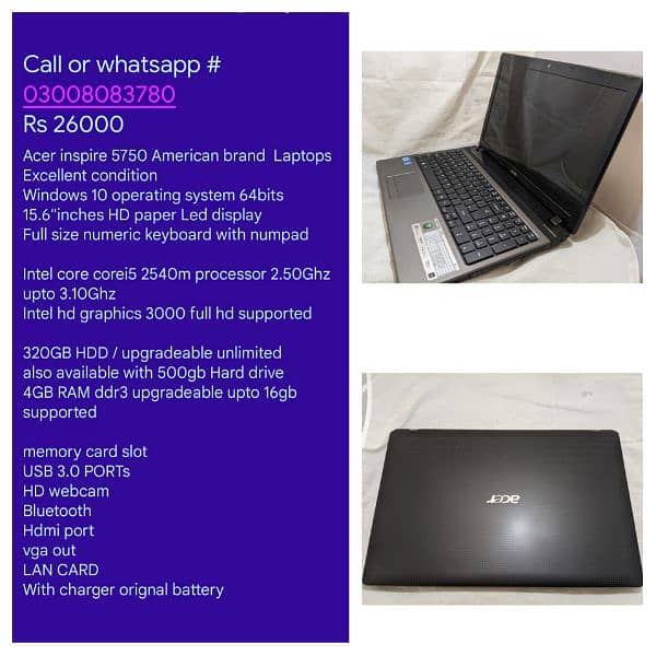 Laptops are available see details or prizes in pictures or whatsapp 3