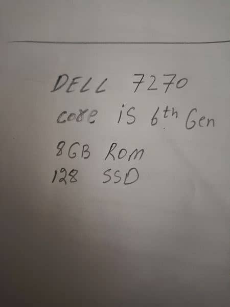 dell 7270 ,core is 6th gen,4 Gb ROM, 128 memory SSD 7