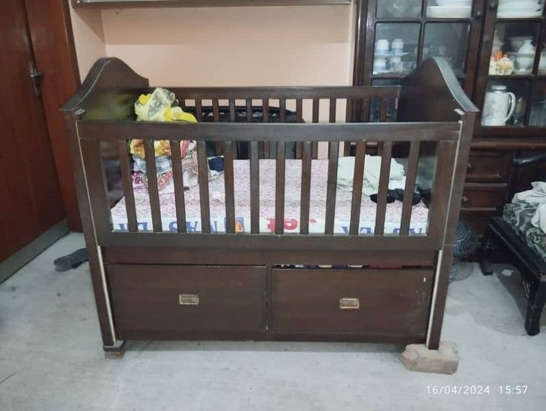 PURE HEAVY WOOD BABY COT WITH MATTRESS 0