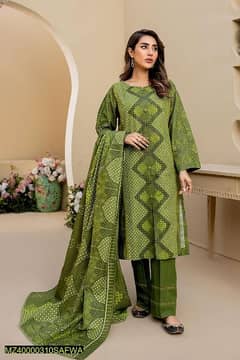 3 Pcs Women's Unstitched Masuri khaddar Printed Suit 0