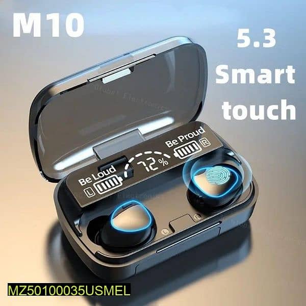 M10 Digital Display Case Earbuds, Black 1