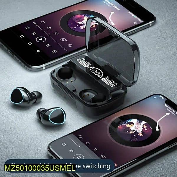 M10 Digital Display Case Earbuds, Black 2