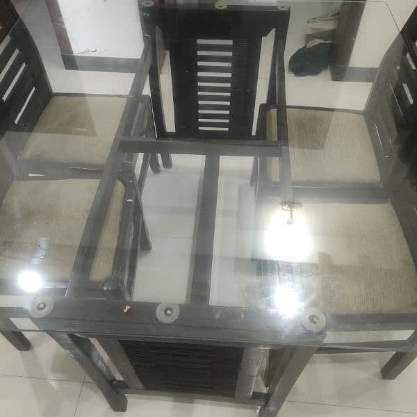 Dining Table Glass Top 4-Seater 1