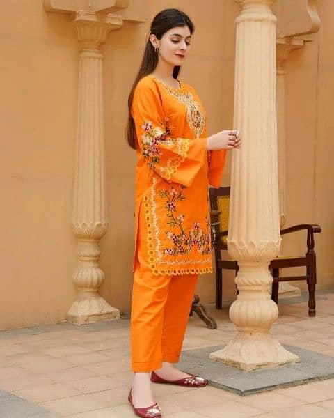 2-Piece Women's Stitched Cut Work Embroidered Suit 2