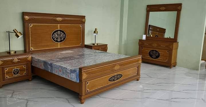double bed set, king size bed set, sheesham wood, furniture, 5