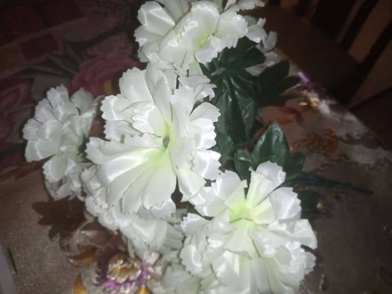 new white Rose Flowers bunch with yellow shade and dark green leaves. 4