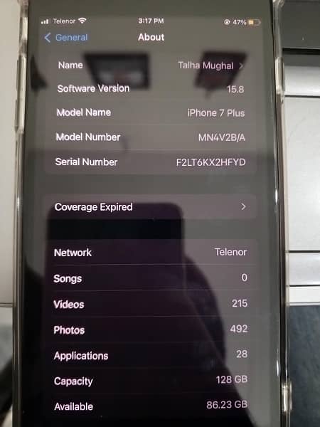 Iphone 7 plus PTA approved 128 gb only bettery change 2