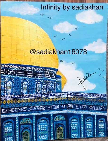 painting/Masjid-e-Aqsa painting/acrylic painting/handmade abstract 1