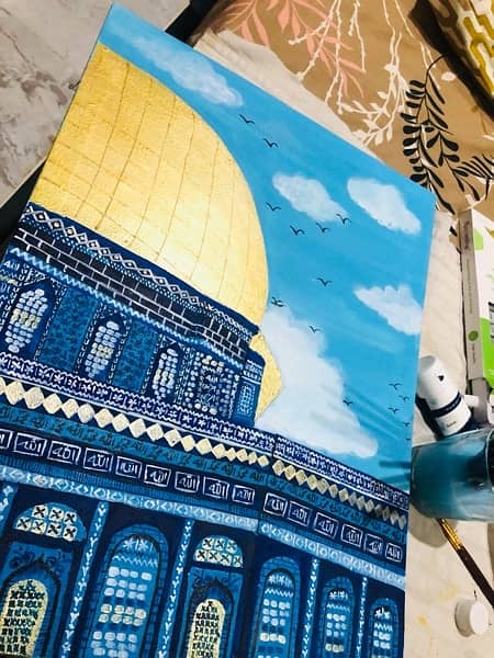 painting/Masjid-e-Aqsa painting/acrylic painting/handmade abstract 2